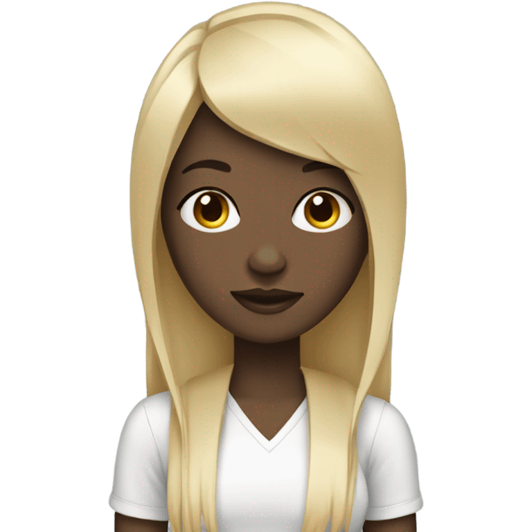 Black girl with black straight hair with bangs emoji