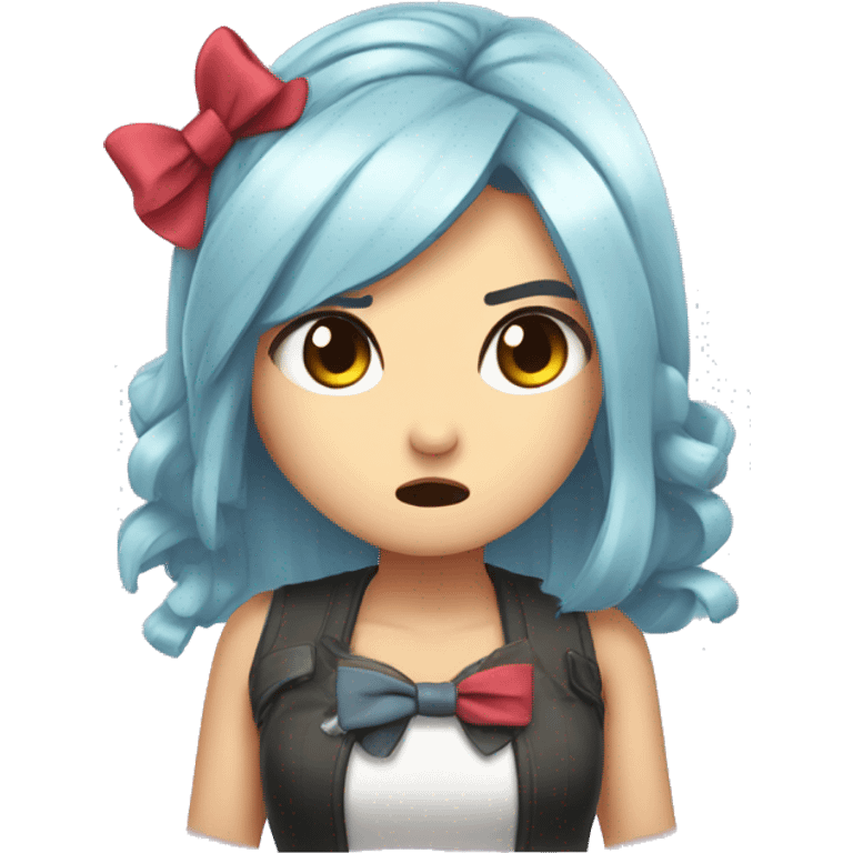 cute animted twitch emote kawaii girl wth a bow in er hair being angry emoji