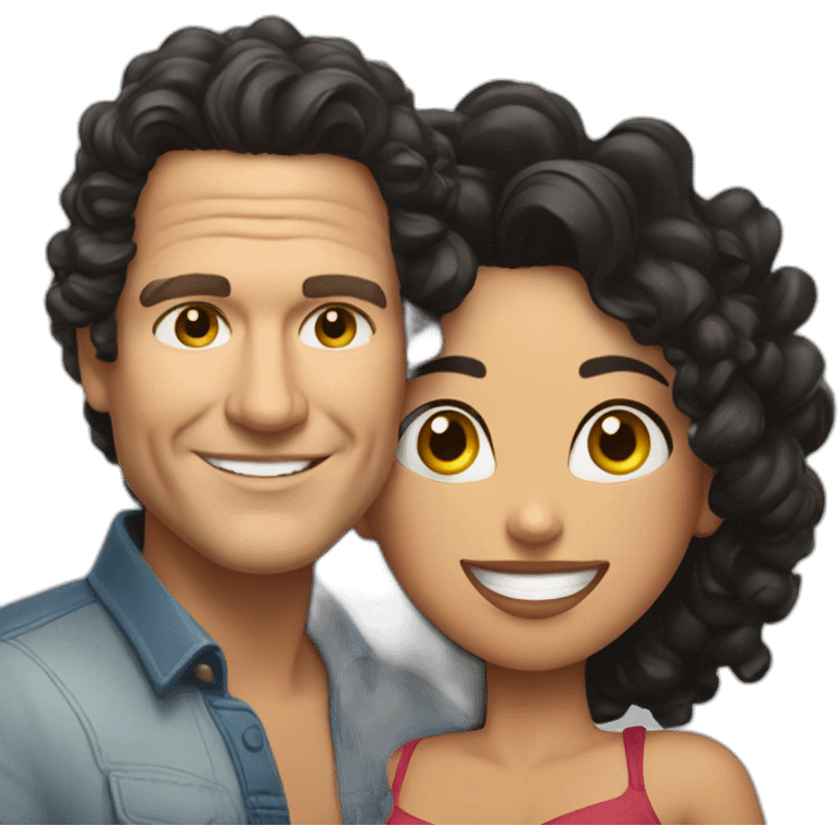 Carlos Vives with Colombian woman of 30's with short curly black hair emoji