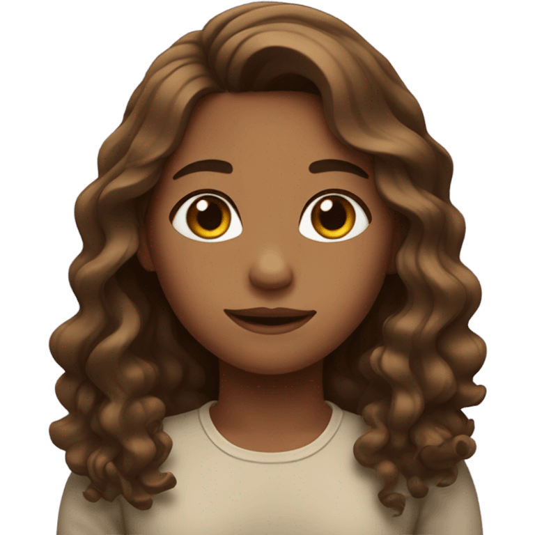 girl with long wavy brown hair  emoji