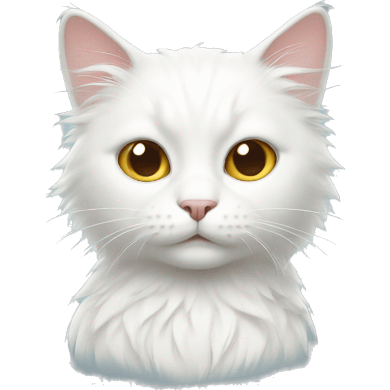 White cat with hair emoji