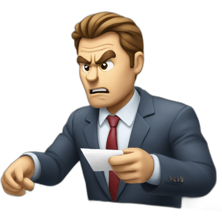 angry business man checking balance sheets emoji