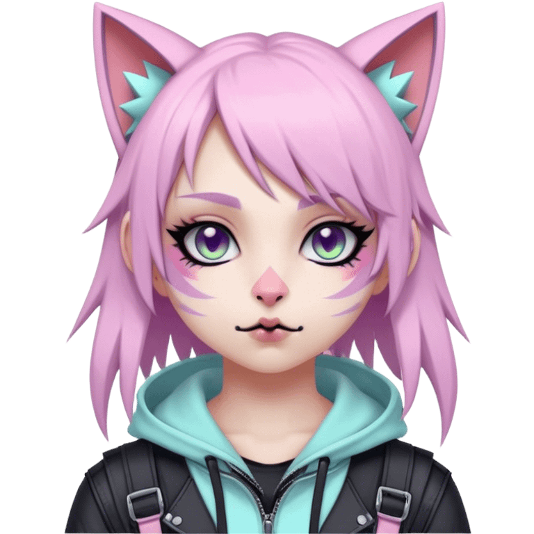 Edgy Cute Realistic Kawaii Cute Cool Pastel Cartoon Beautiful Elegant Pretty Anime Punk Techwear Gothic Catgirl Outside emoji