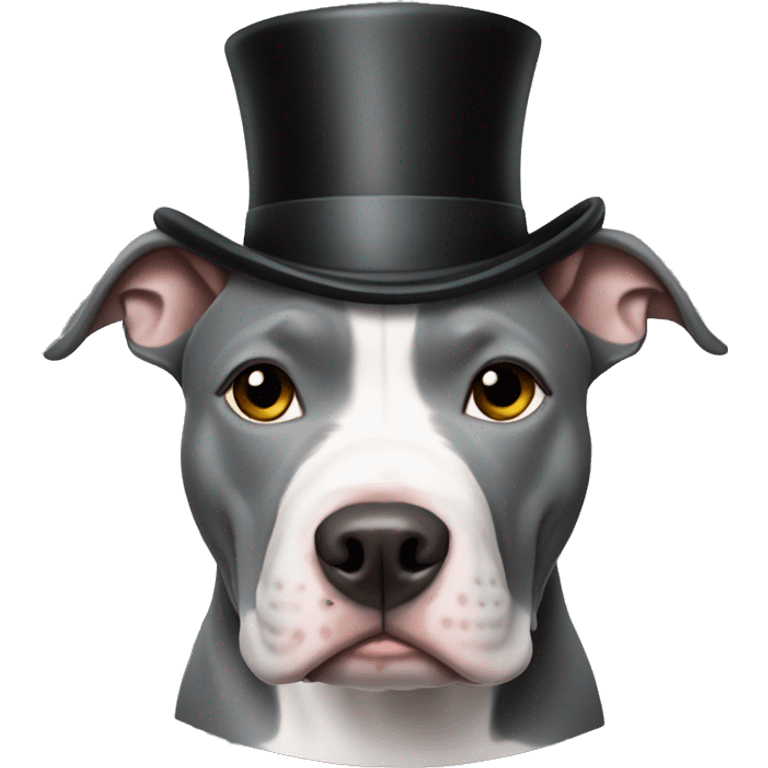 Grey pitbull in a top hat  emoji