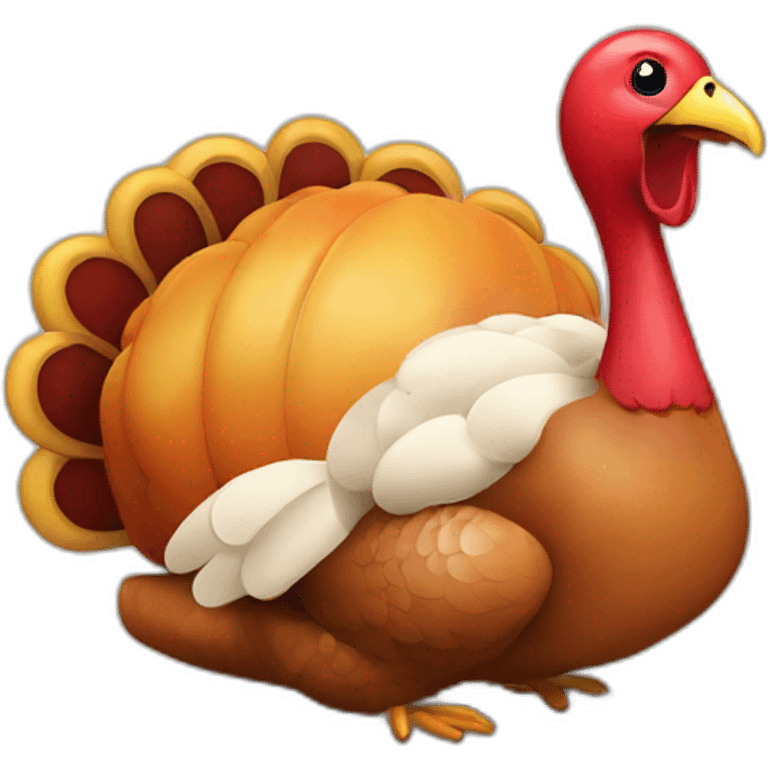 happy Thanksgiving turkey saying "Eat more veggies )" emoji