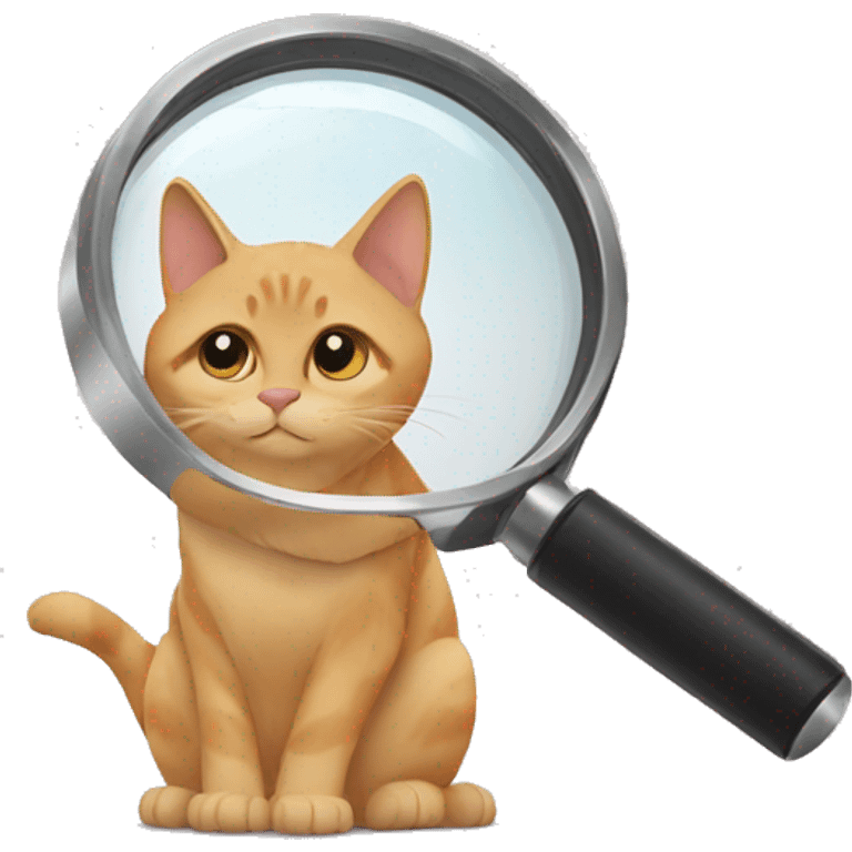 magnifying glass looking at a cat emoji