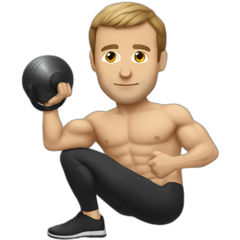 Macron with kettlebell emoji