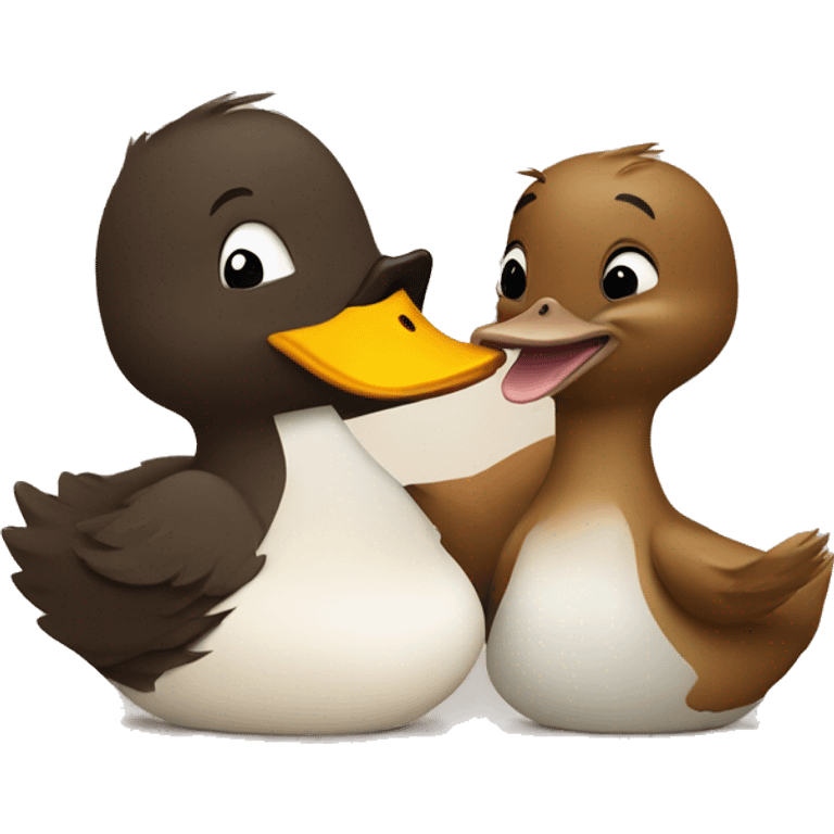 a duck kissing a beaver emoji