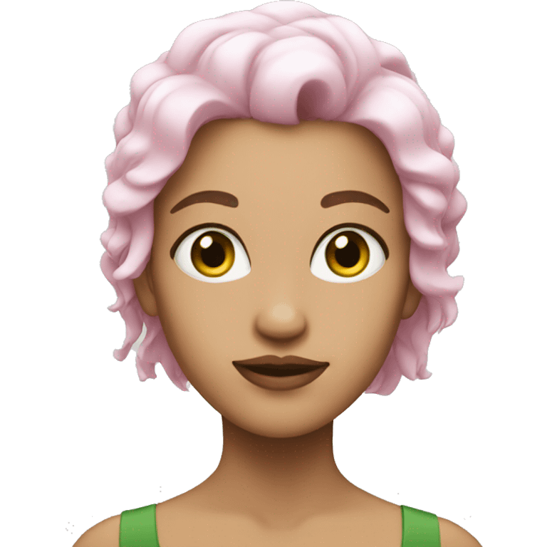 woman with white and pink hair.  She has green eyes. emoji