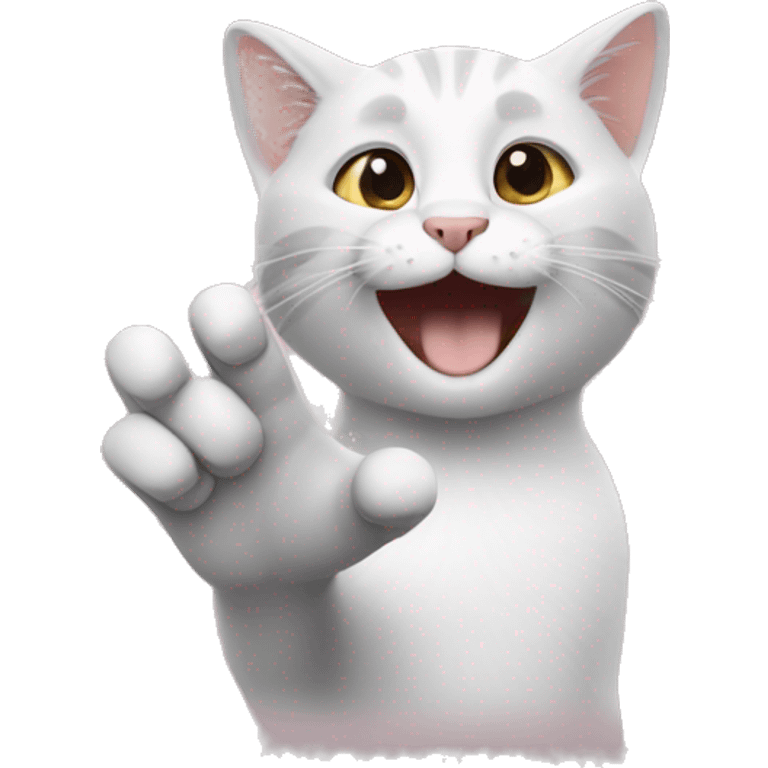 Cat saying hello with one hand emoji