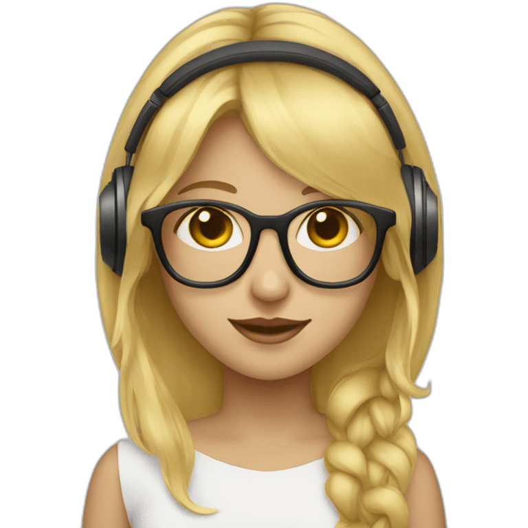 blonde-haired-girl-with-golden-glasses-and-headphones emoji