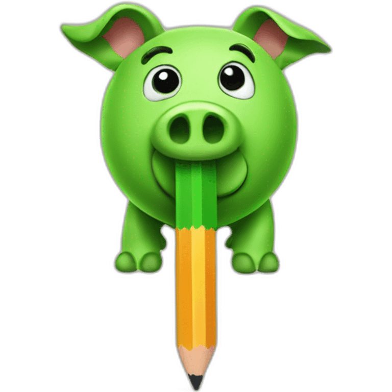 green piggy holding a pencil emoji