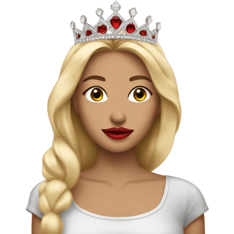 Tiara on a blonde girl with red lipstick  emoji