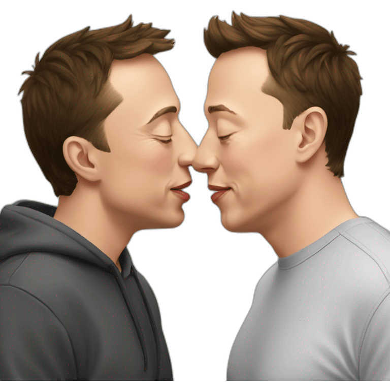 Elon Musk kissing Zuckerberg emoji