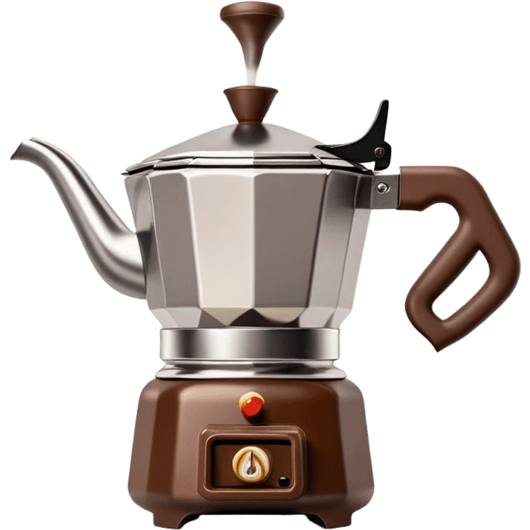 Cinematic Realistic Moka Pot Pop Culture Emoji, featuring an iconic Italian coffee maker rendered with classic charm and warm, inviting lighting. emoji