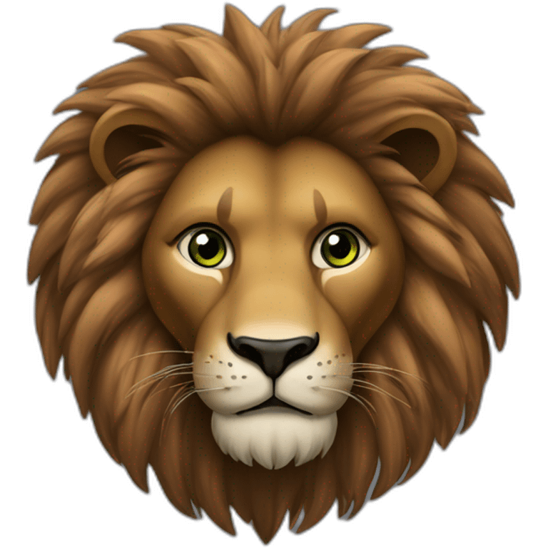 Lion crinière noire fourrure marron yeux verts   emoji