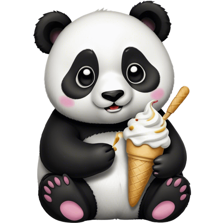 Panda eating ice cream emoji