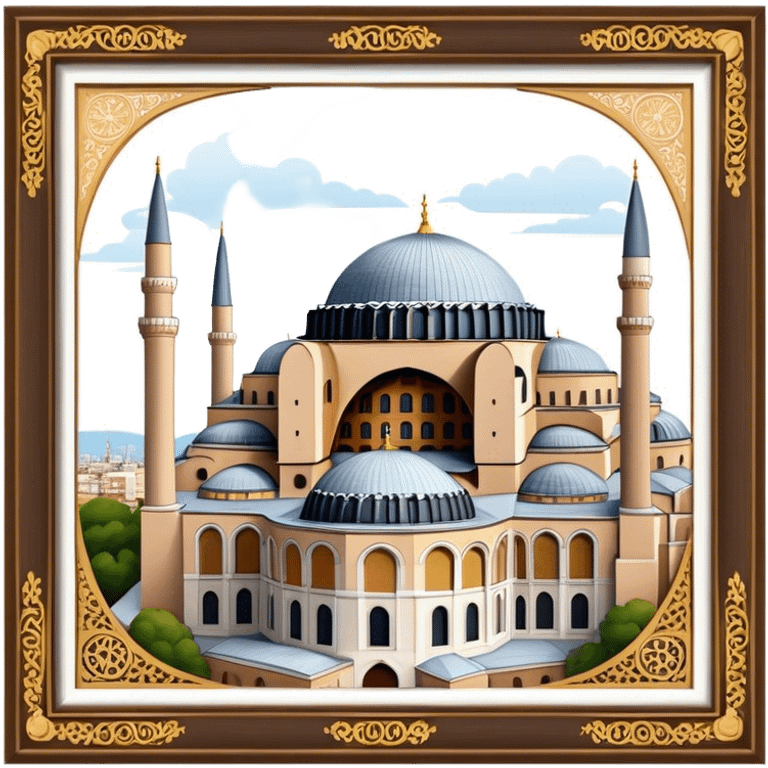 Cinematic Realistic Hagia Sophia Landmark Emoji, depicted with the majestic historic architecture rendered with intricate detail and dramatic, timeless lighting. emoji