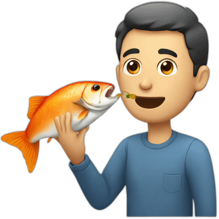 Man eating fish emoji