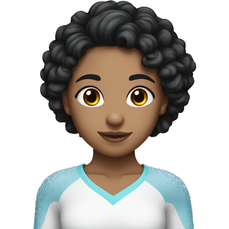 ice skater with black curly medium hair and Mixed skin girl emoji