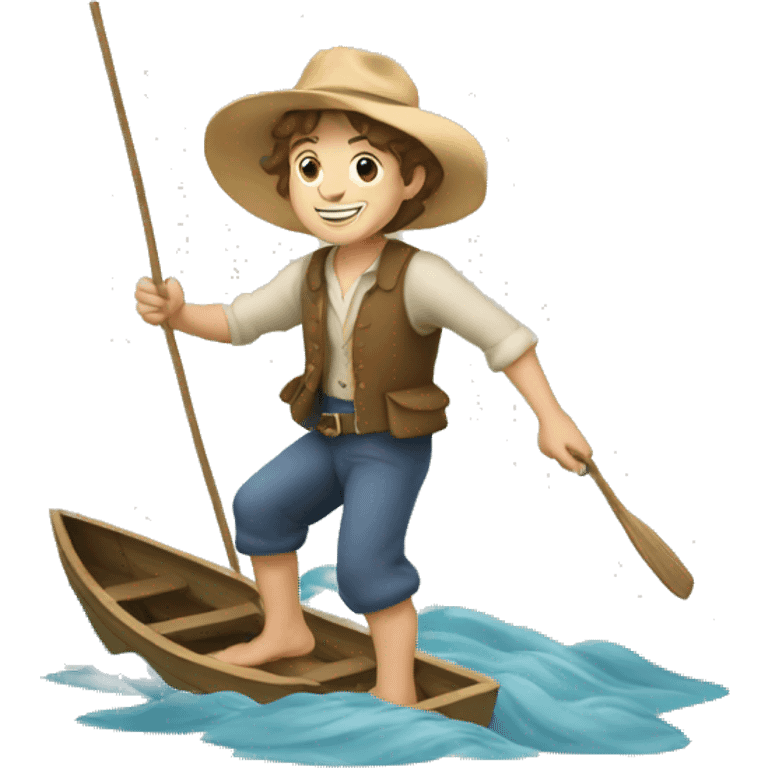 tom sawyer crossing a river on a boat emoji