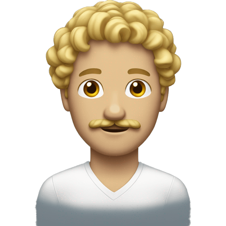 Man with curly blond hair and mustache emoji