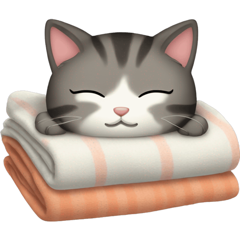 Cute kitty sleeping blanket emoji