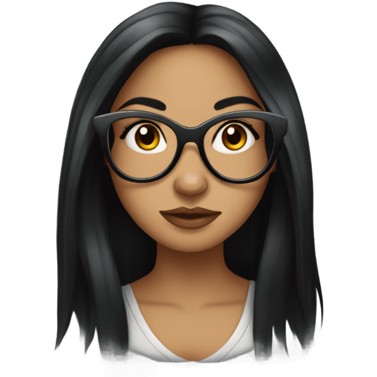 Female tattoo artist with long black hair and glasses emoji