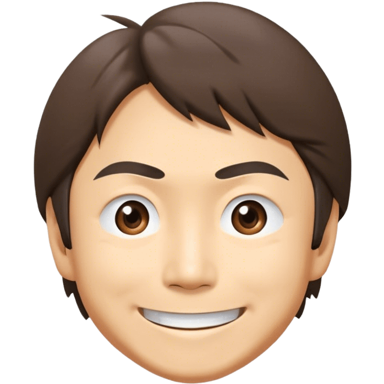 ​Cinematic Realistic Portrait of a Smiling Shigeru Miyamoto, depicted with warm, approachable features, showing a giant smile with expressive eyes, set against a subtle backdrop, inviting lighting that captures his innovative spirit emoji