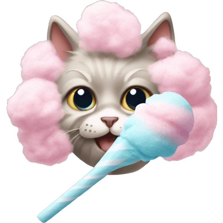 cat eating cotton candy emoji