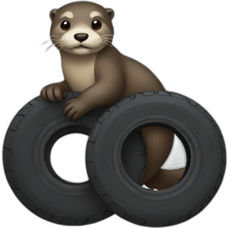 an otter holding a tire emoji