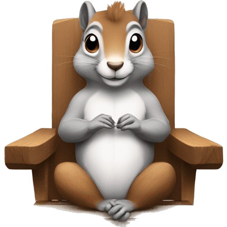 Meditating squirrel sitting on wooden chair with eyes closed emoji