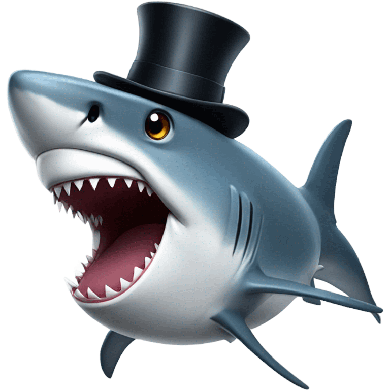 Shark with a top hat emoji