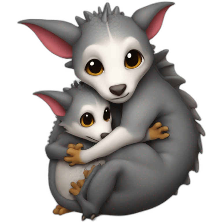 dragon cuddling an opposum emoji