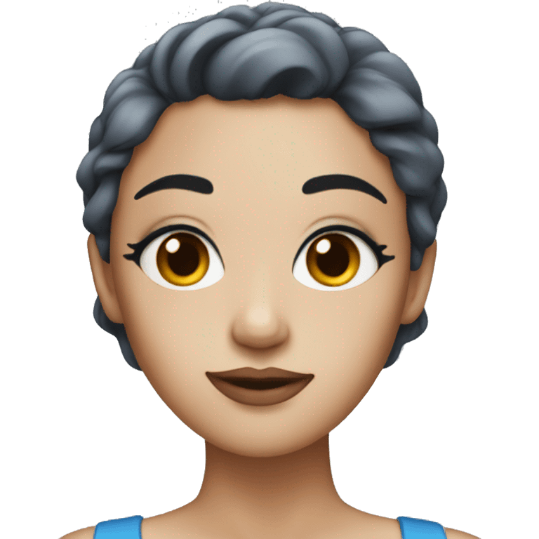 a woman with blue and brown hair and eyeliner on emoji