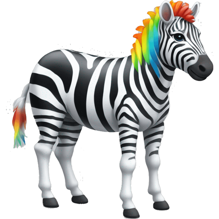 white zebra with rainbow stripes full body emoji