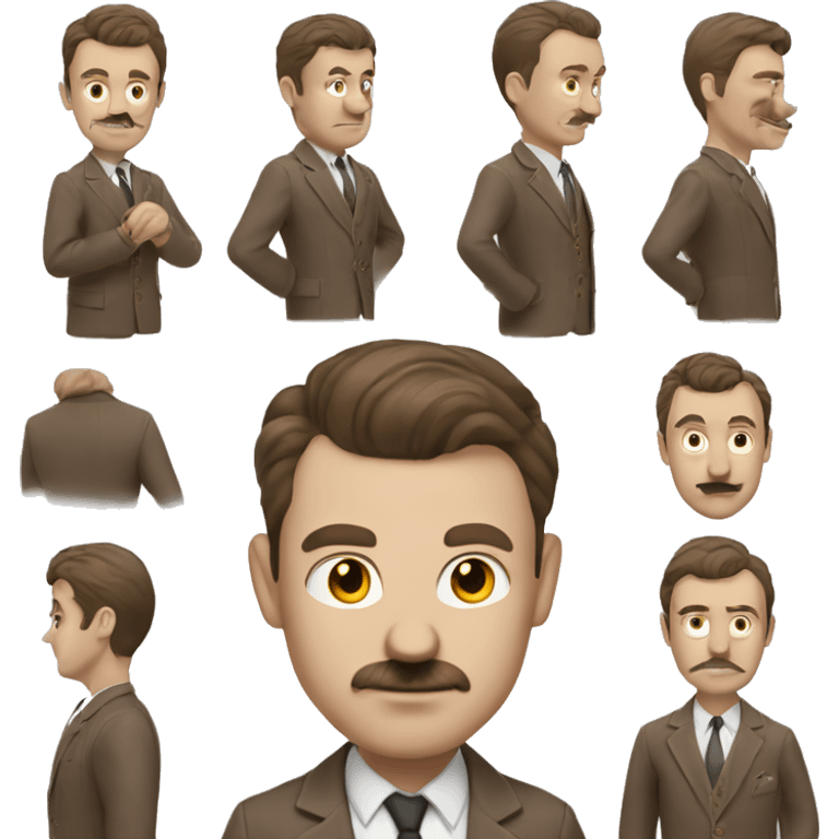 A man that looks like a 1930s spiv and a little moustache brown hair suit with garlic emoji