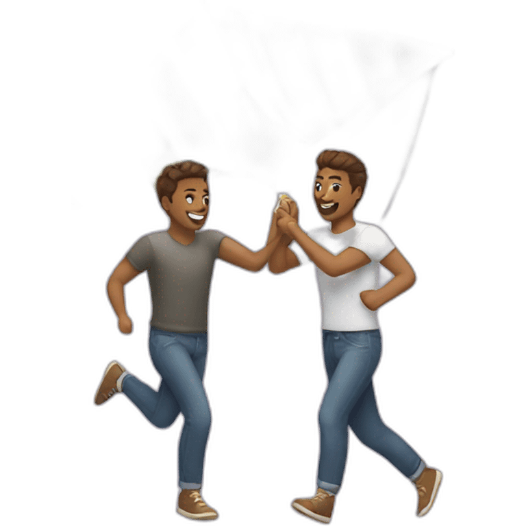 Gay couple flying a kite  emoji