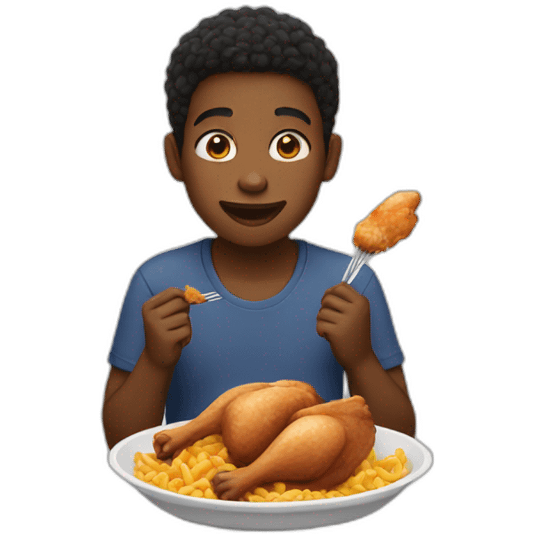 Black boy eating chicken emoji