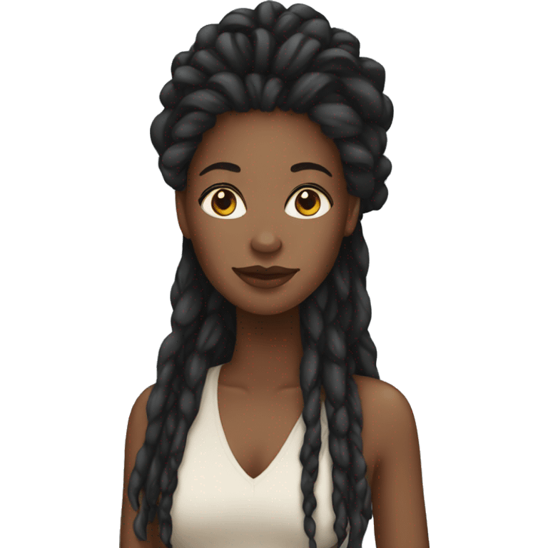 Black woman with long locs emoji