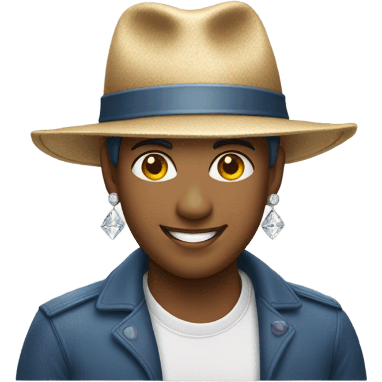 Me in a hat. Diamond earrings. smiling emoji