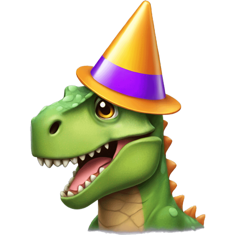 Dinosaur wearing party hat emoji