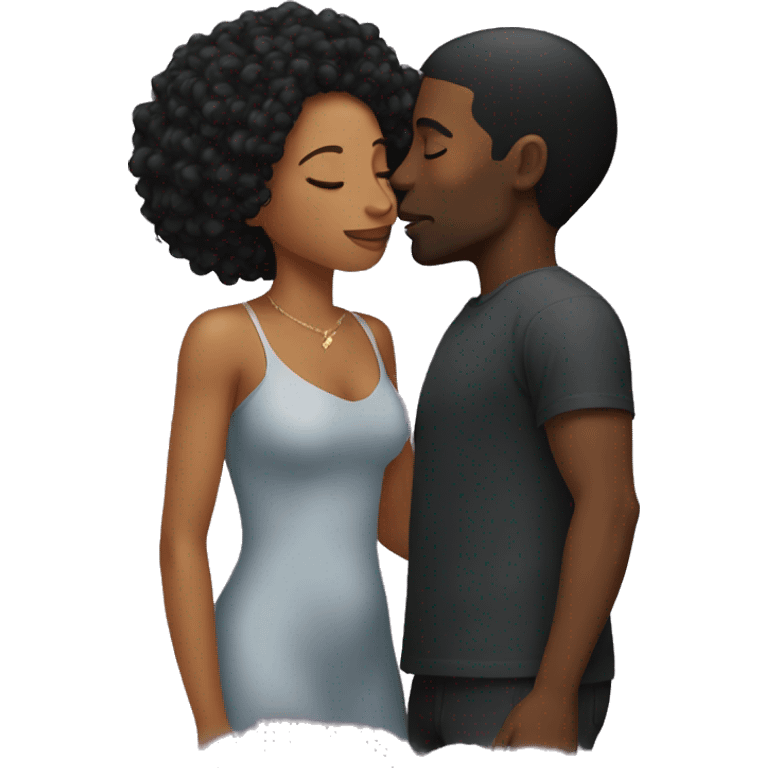 Black man kissing black woman emoji