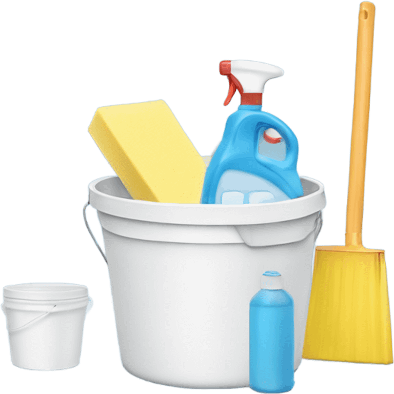 Bathroom Cleaning light blue supplies in a white bucket emoji