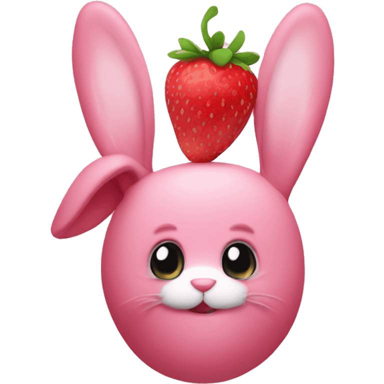 Pink bunny with strawberry  emoji