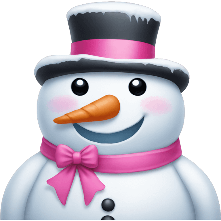 Snowman with a pink bow emoji