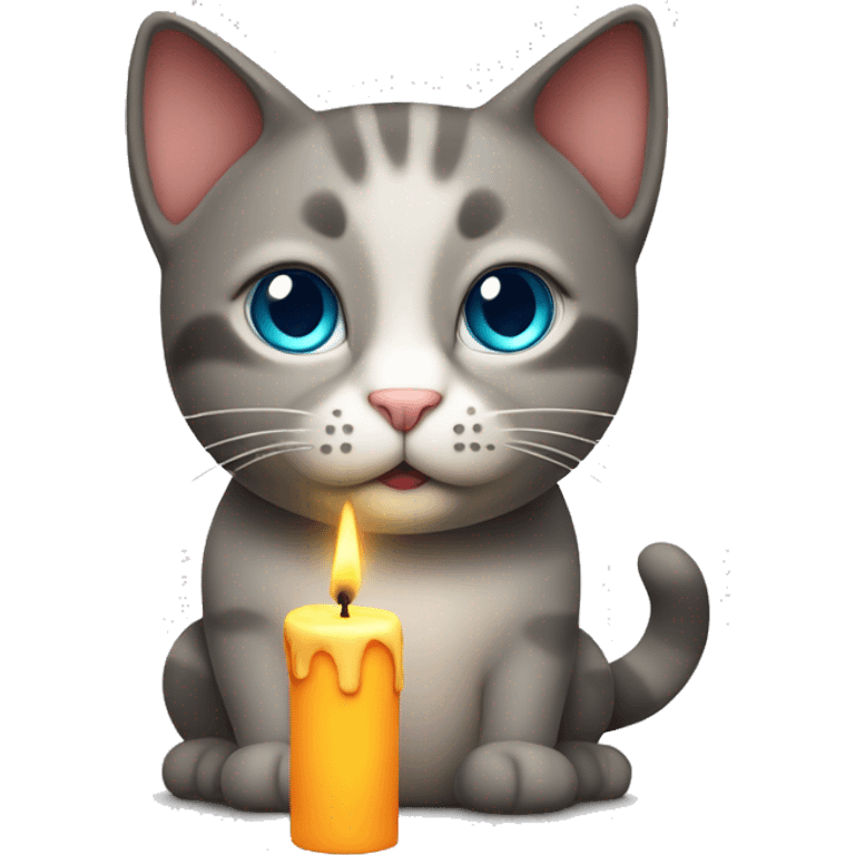 Cat standing with a candle in its hands emoji