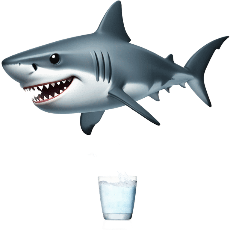 Shark taking a poop while drinking water emoji