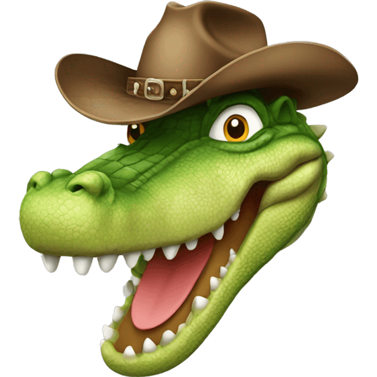 Crocodile riding a back, wearing a cowboy hat  emoji