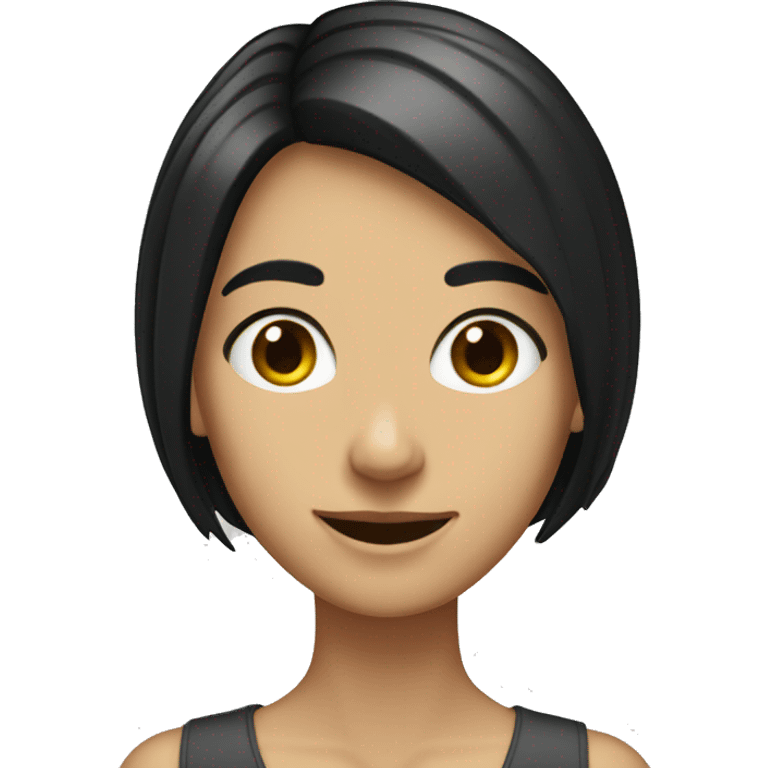 skinny italian girl with short black straight hair smiling emoji